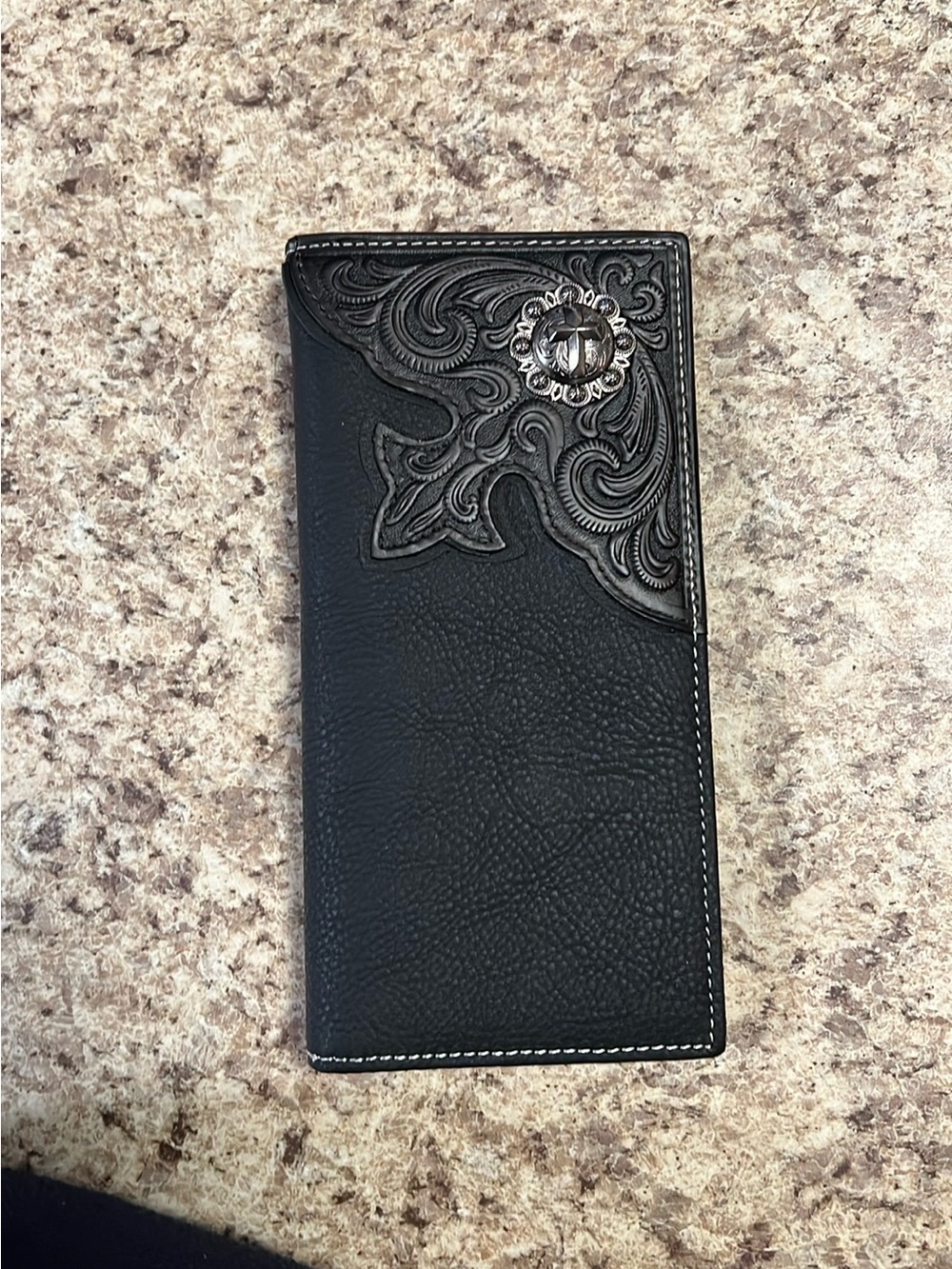 Montana West Black Men's Long Wallet with Decorative Concho